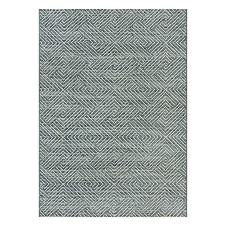 Better Homes & Gardens Woven Geo 5’ x 7’ Outdoor Rug - Polypropylene/Polyester - Blue | Walmart (US)