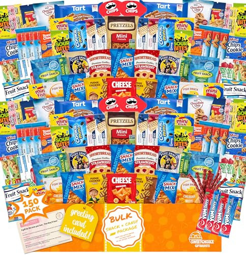 Snack Box Variety Pack (150 Count) - Bulk Snacks Variety Pack for Adults, Kids & Teens - Care Package for College Students, Office Snacks, Birthdays and Movie Nights | Amazon (US)
