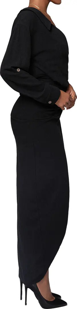 Evita Single Long Sleeve Cotton & Linen Maxi Dress | Nordstrom