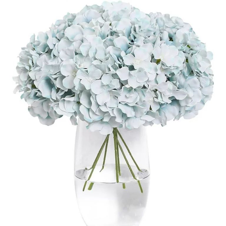 Hydrangea Artificial Flowers with Stems 12pcs Silk Blue Flower Heads for Office Home Party Weddin... | Walmart (US)
