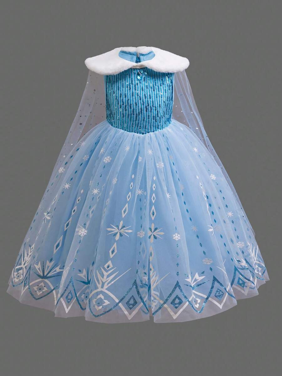 Glamorique Kids Young Girl Christmas & Halloween Children Party Princess Dress, Girls Snowflake P... | SHEIN