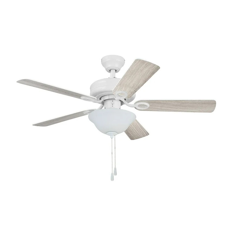 Mainstays 44" White Traditional LED Ceiling Fan with 5 Blades, Light Kit, Pull Chains & Reverse A... | Walmart (US)