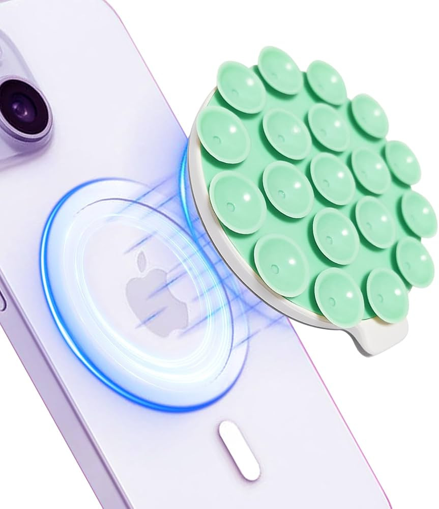 Silicone Suction Cup Phone Mount, Magnetic Silicone Suction Phone Case Stand, Hands Free Mirror S... | Amazon (US)