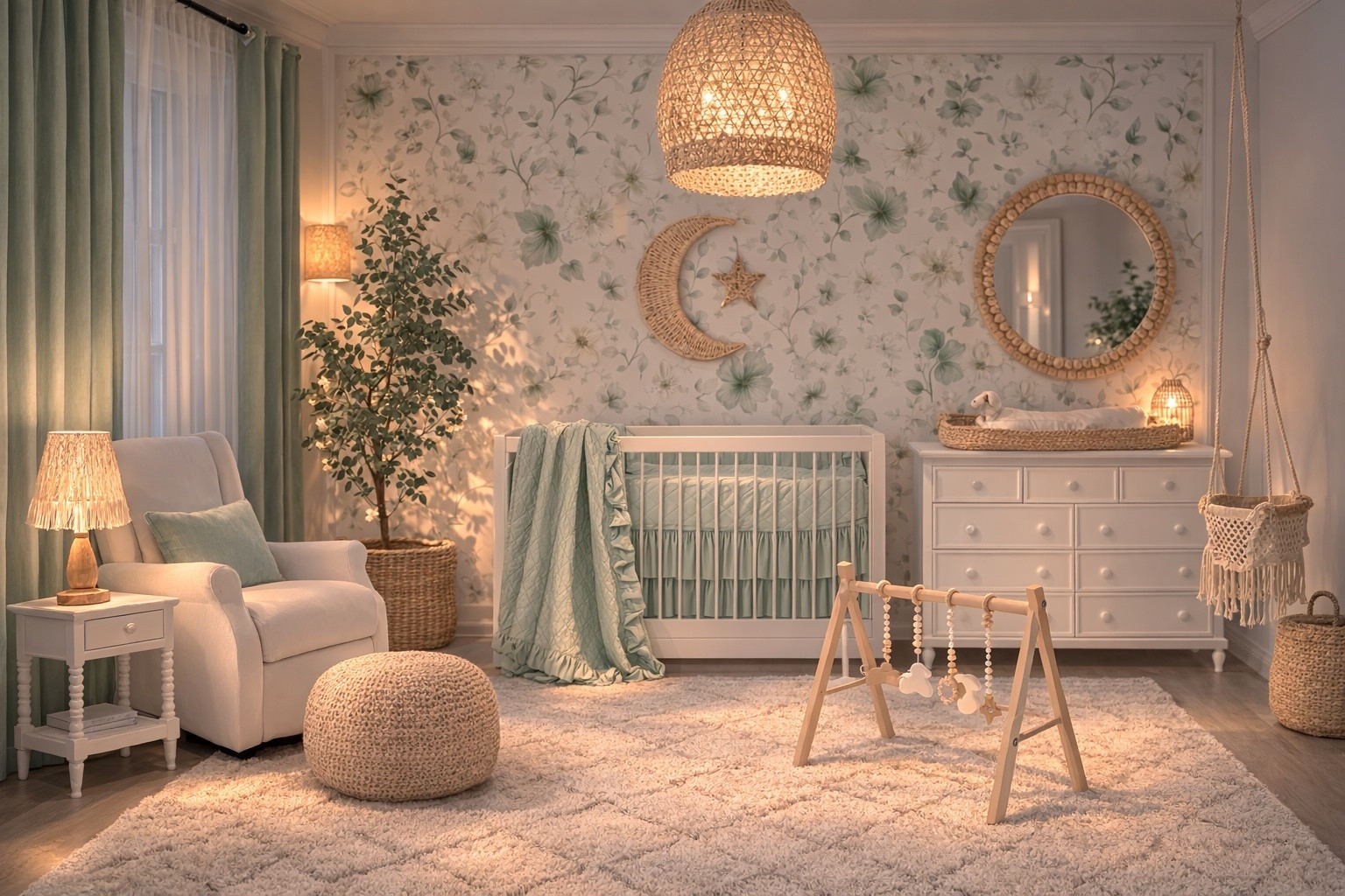 Sage Green Nursery Ideas 🌿 Neutral Boho Baby Room with Floral Wallpaper

Shop the room below!

#LTKBaby #LTKU #LTKHome
