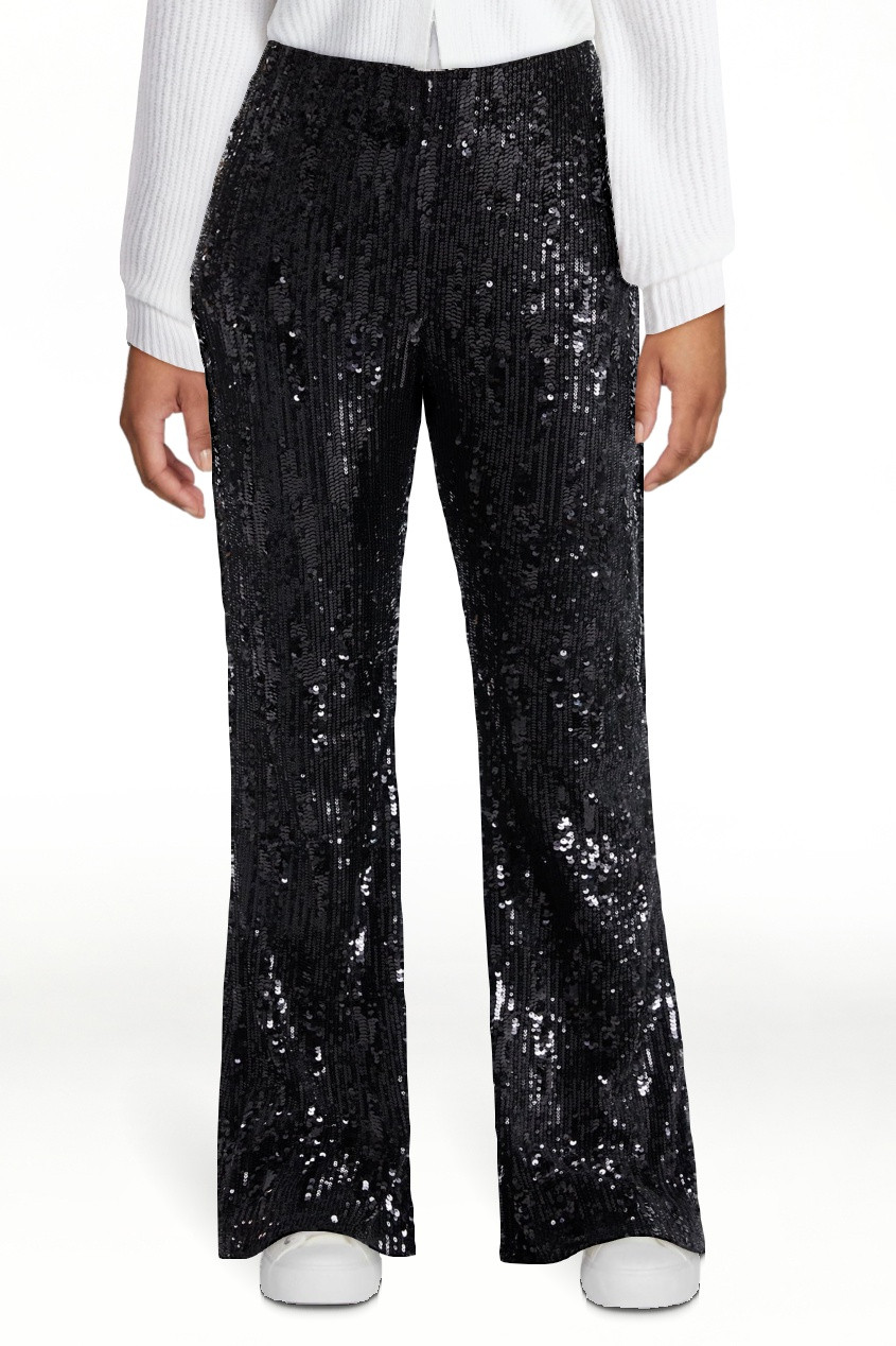 No Boundaries Sequin Flare Pants, Women's and Women's Plus | Walmart (US)
