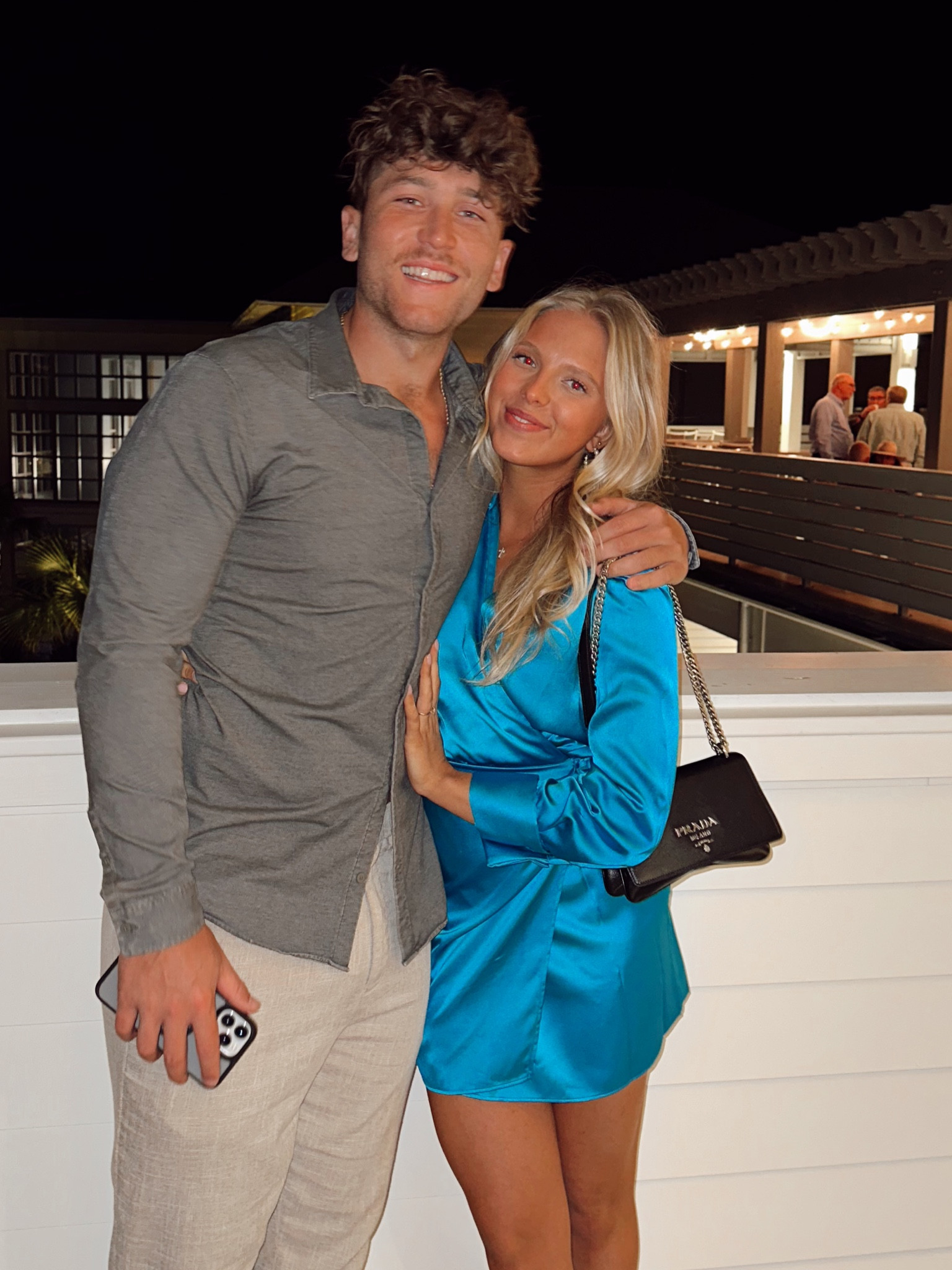 welcome dinner for our besties !!!! small blue Zara dress.