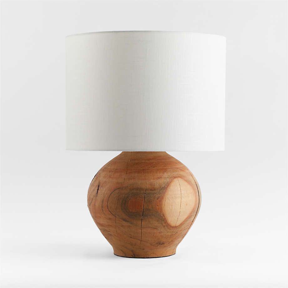 Wood Table Lamp with Drum Shade Crate&Barrel Finds Crate&Barrel Deals Crate&Barrel Sales  | Crate & Barrel