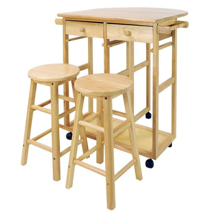 Breakfast Cart with Drop Leaf Table & Stool Set - Flora Home | Target