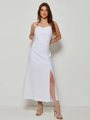 Vestido Mamorena Longuete de Alça em Liocel com Pedras no Decote | Dafiti (BR)