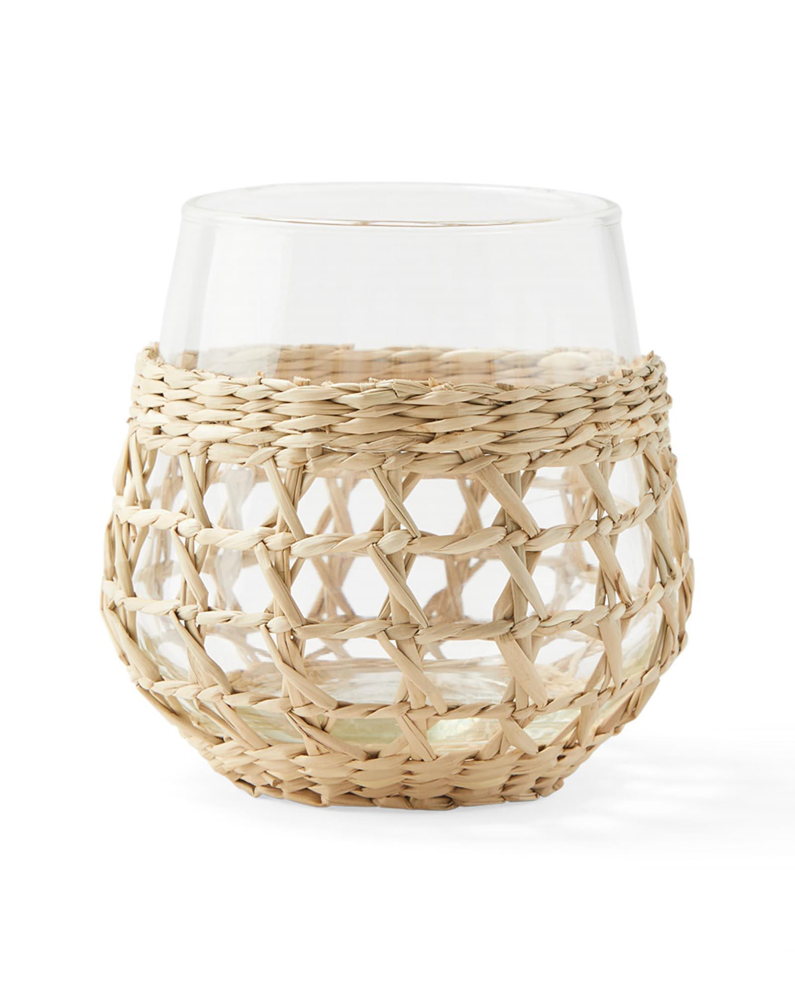 Seagrass Handwoven Wine Glasses | Serena and Lily
