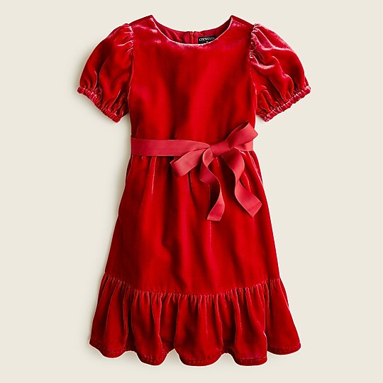Girls' puff-sleeve velvet dress | J. Crew US