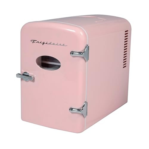 Frigidaire EFMIS175 Retro 9-Can Mini Personal Fridge Portable Cooler for Car, Office, Bedroom, Dorm Room, or Cabin, 11.8"D x 7.1"W x 10.1"H, Pink | Amazon (US)