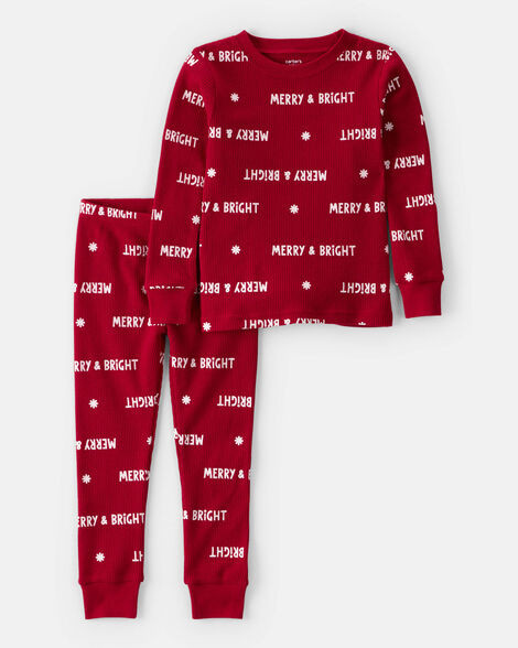 Toddler Merry & Bright Christmas Cotton Long-Sleeve Snug FIt 2-Piece Pajamas - Red | Carter's Inc