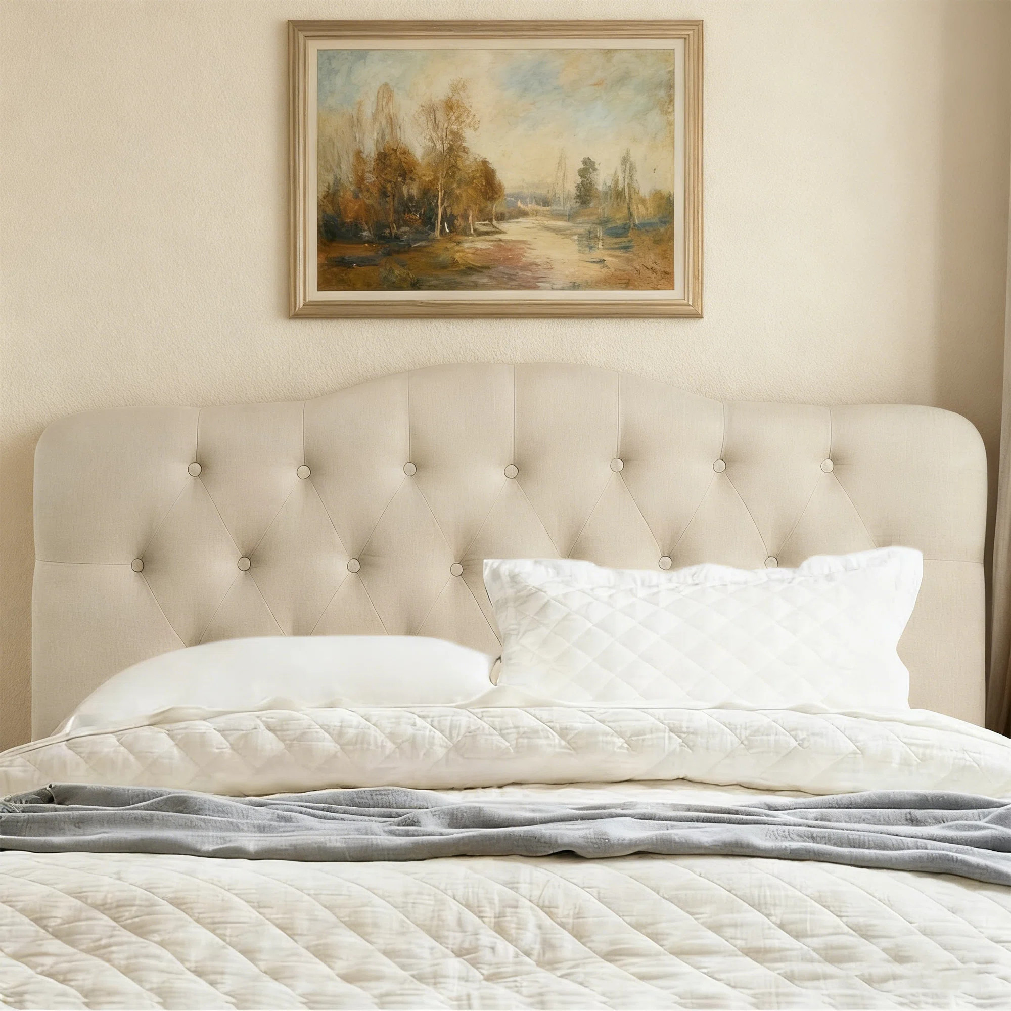 Tufted Upholstered Headboard, Solid Wood Head Board with Wood Legs, Adjustable Height Bed headboa... | Wayfair North America