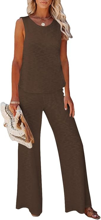 Fixmatti Women Knitted Outfits High Neck Sweater Wide Leg Pant Set 2 Pieces Sweatsuit | Amazon (US)