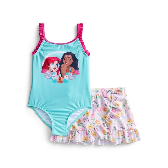 Character Girls Swimsuit with Skirt Set, Princess, Size 12M-5T | Walmart (US)