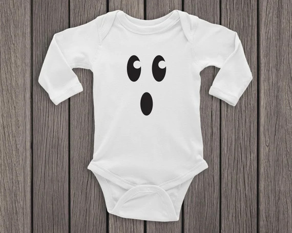 Ghost Face Bodysuit, Halloween baby one piece, Baby Ghost Bodysuit, Personalized Ghost shirt | Etsy (US)