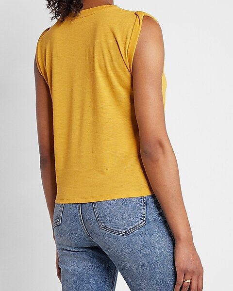 Skimming Linen-blend Crew Neck Muscle Tank | Express