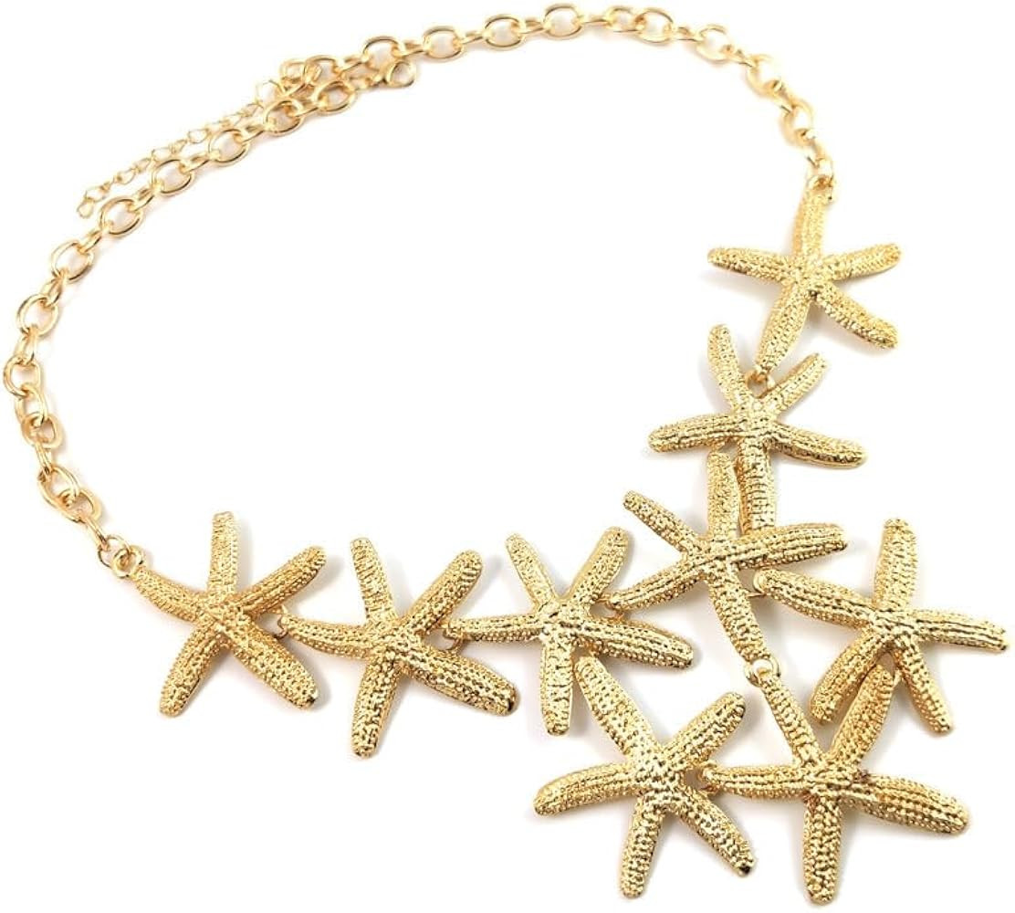 Todenb Seashell Starfish Mermaid Necklace for Women Gold Shell Pendant Collar Choker Necklace Boh... | Amazon (US)