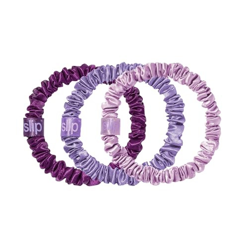 SLIP Amazon Exclusive Skinny Scrunchies: Anti-Crease, Anti-Breakage Slipsilk™ Design Protects Delicate Hair | Includes 3 Pure Silk Scrunchies, Violet | Amazon (US)