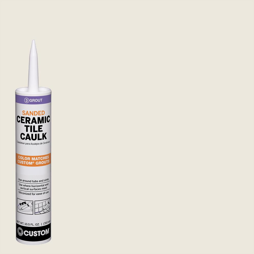 Custom Building Products Polyblend #381 Bright White 10.5 oz. Sanded Ceramic Tile Caulk-PC38110S ... | The Home Depot