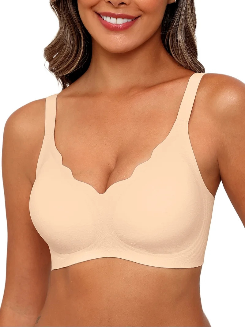 MINTREUS Women's Seamless Bras No Underwire Scalloped Push Up Bras Soft Wireless Comfort Bralette... | Walmart (US)
