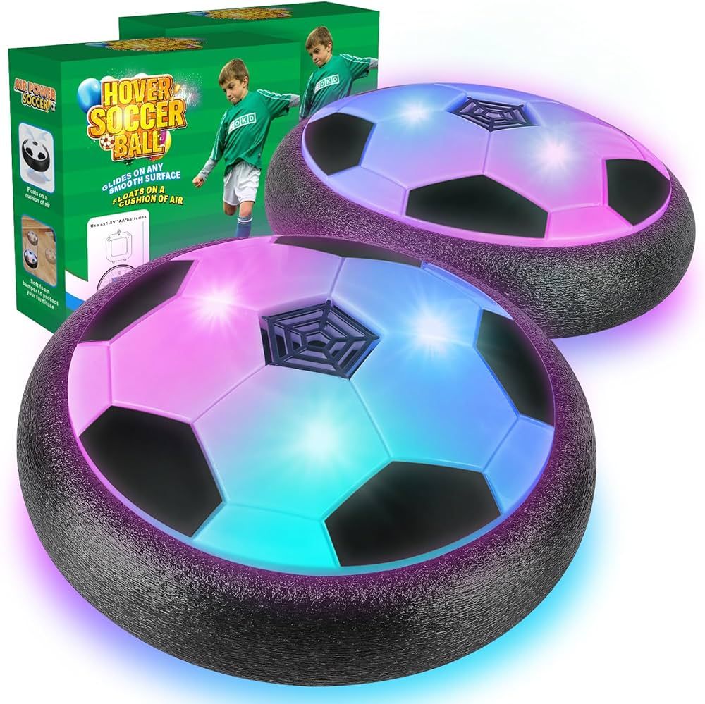 2 Pack Hover Soccer Ball with 8 Pcs Batteries, Air Floating Soccer Toy with LED Lights and Foam B... | Amazon (US)