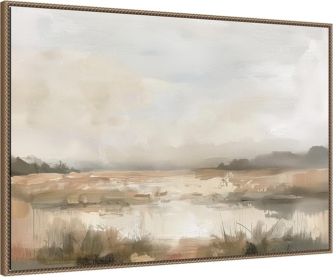 Kate and Laurel Framed Canvas Wall Art Print Neutral Abstract Landscape by The Creative Bunch Stu... | Amazon (US)