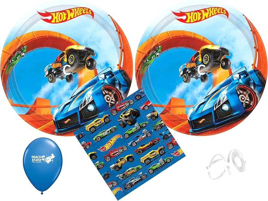 Hot Wheels Party Supplies Bundle with Cake Plates and Napkins for 16 Guests | Amazon (US)