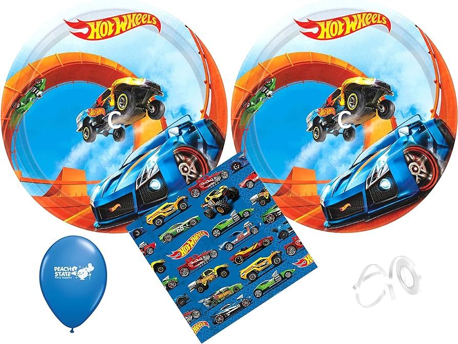 Hot Wheels Party Supplies Bundle with Cake Plates and Napkins for 16 Guests | Amazon (US)