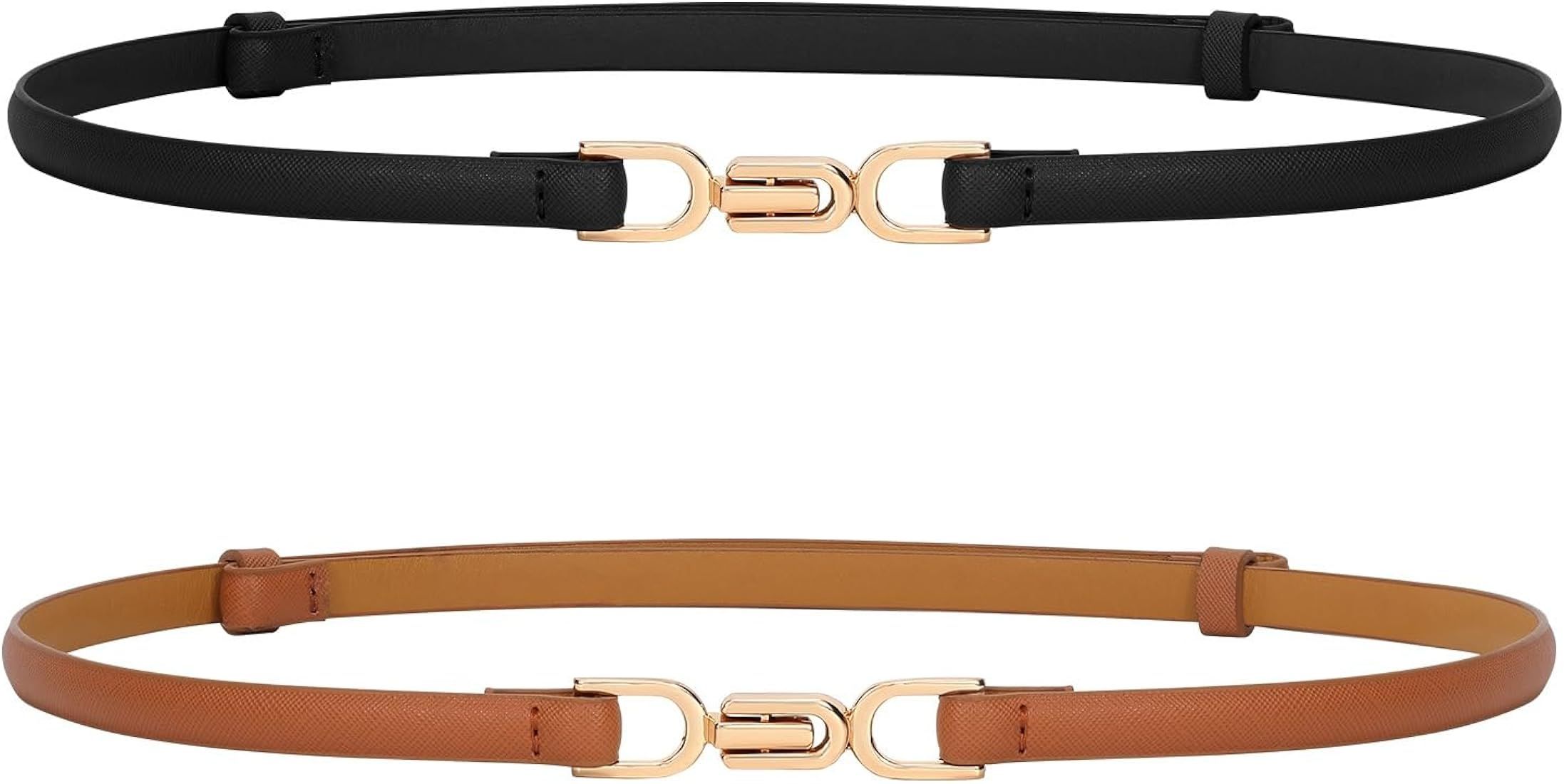 JASGOOD Women's Skinny Leather Belt with Gold Buckle Ladies Adjustable Thin Waist Belt for Dresse... | Amazon (UK)