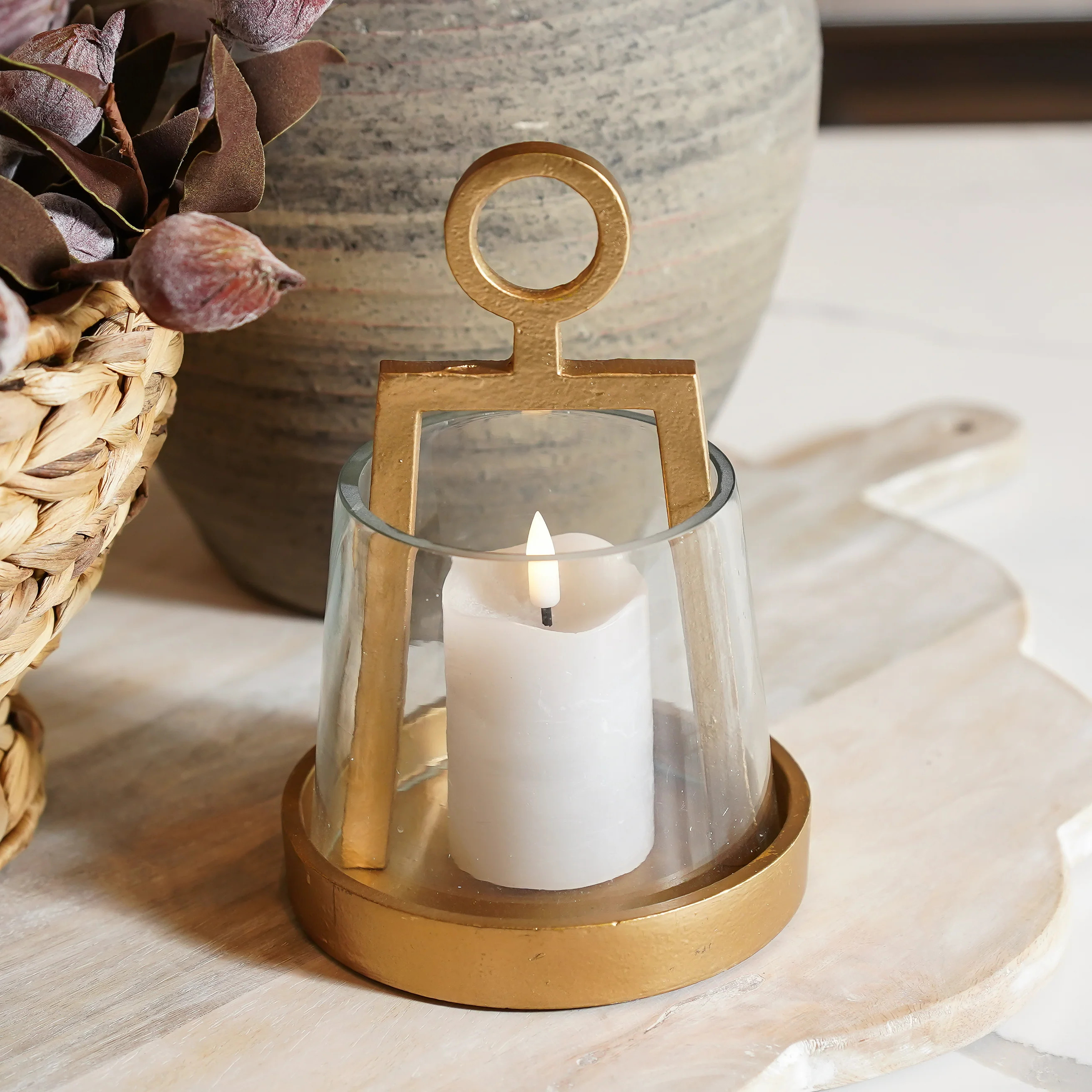 Mini Gold and Glass Candle Holder | MJHome