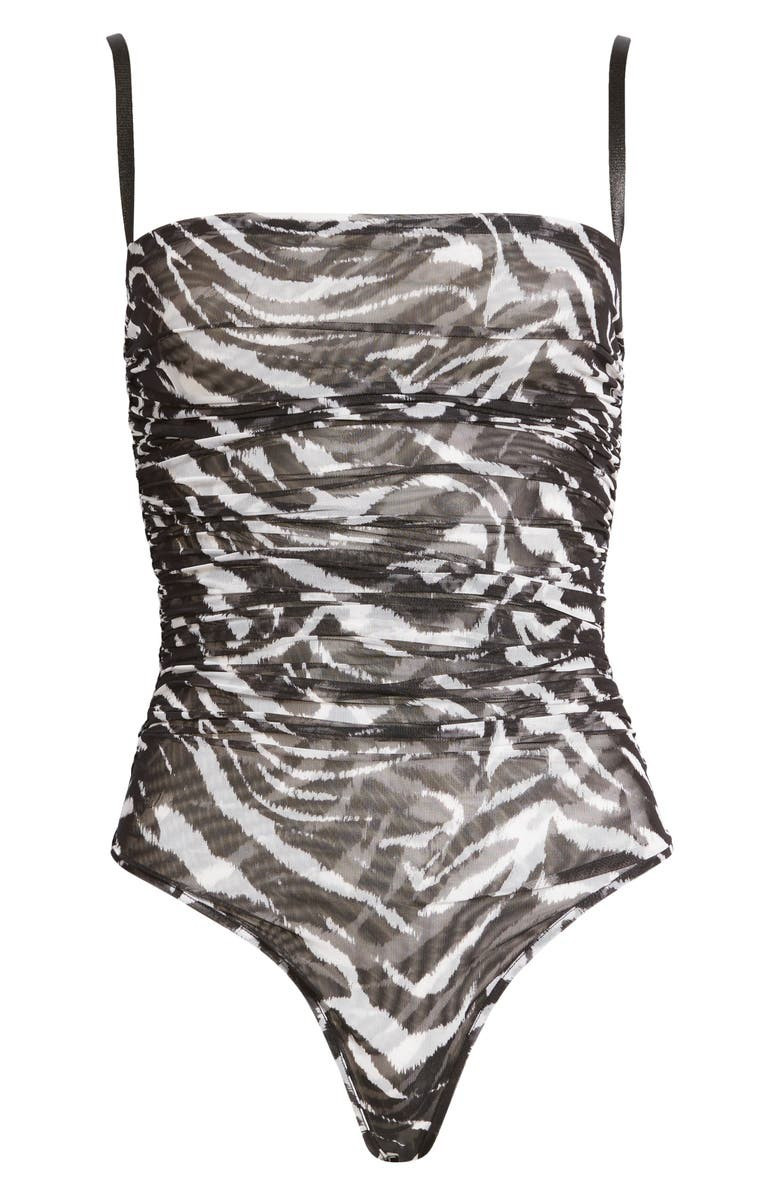 Ruched Animal Print Mesh Bodysuit | Nordstrom | Nordstrom