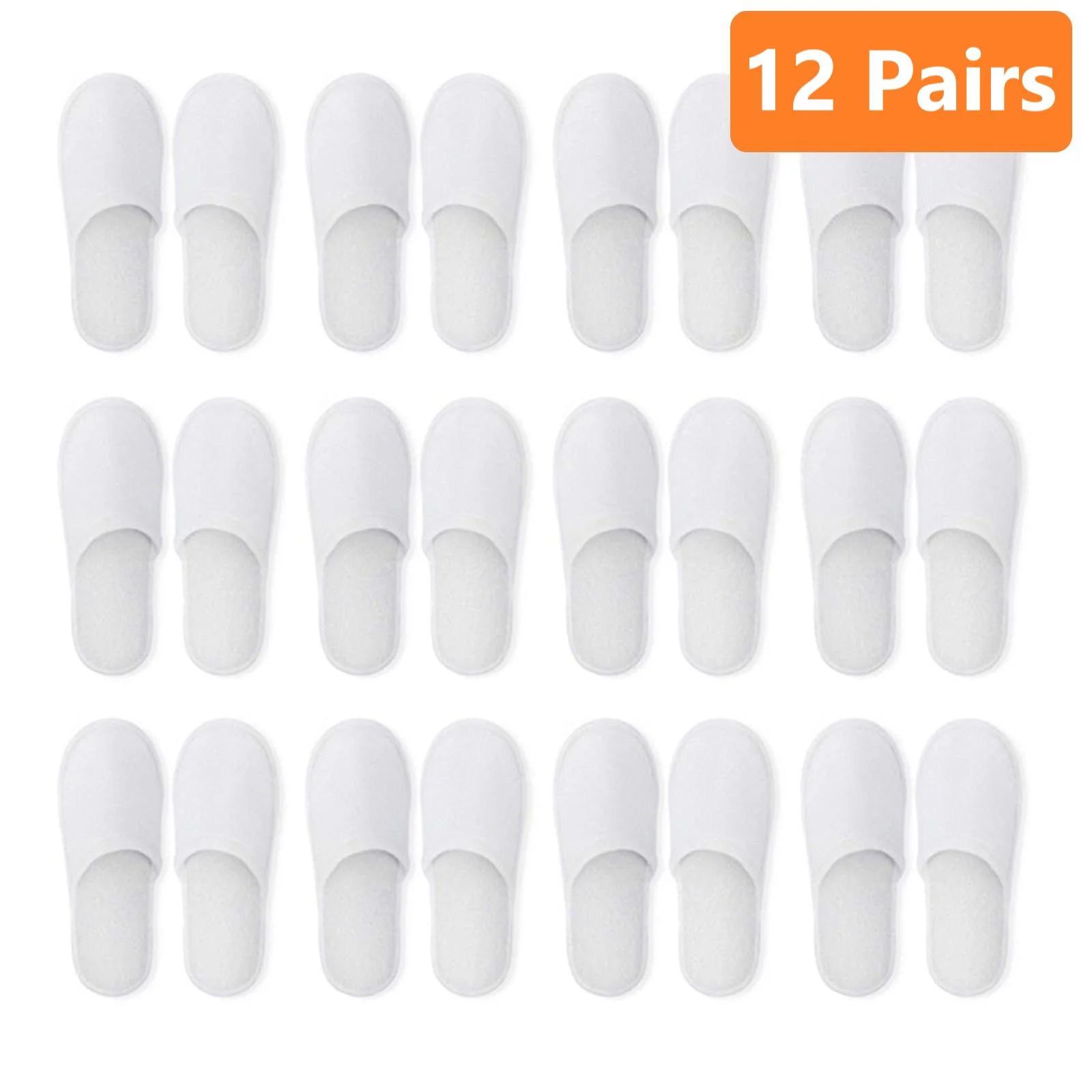 12 Pairs Spa Slippers, Cotton Velvet Closed Toe Disposable Slippers, Fit Size for Men and Women f... | Walmart (US)