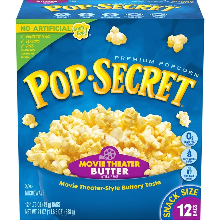 Pop Secret Microwave Popcorn, Movie Theater Butter Flavor, 1.75 oz Snack Bags, 12 Ct - Walmart.co... | Walmart (US)
