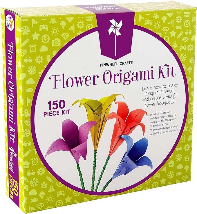 Kids Origami Paper Folding Kit: Girls Multi Color Foldable Paper Sheets for Flowers with Decorati... | Amazon (US)