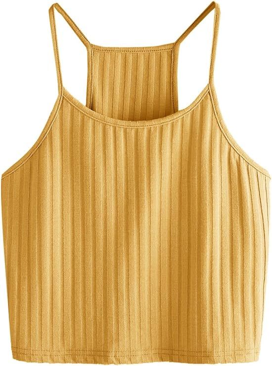 SheIn Women's Summer Basic Sexy Strappy Sleeveless Racerback Crop Top | Amazon (US)