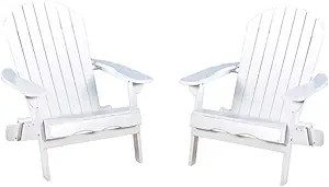 Christopher Knight Home Hanlee Folding Wood Adirondack Chairs, 2-Pcs Set, White | Amazon (US)