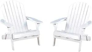 Christopher Knight Home Hanlee Folding Wood Adirondack Chairs, 2-Pcs Set, White | Amazon (US)