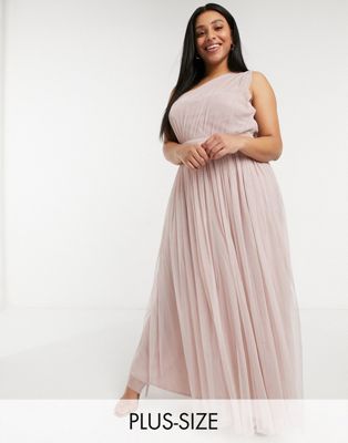 Anaya With Love Plus Bridesmaid tulle one shoulder maxi dress in pink | ASOS (Global)