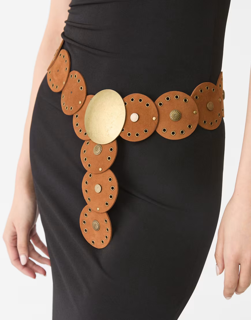 Stradivarius boho belt with circles in pale camel-Neutral | ASOS (Global)