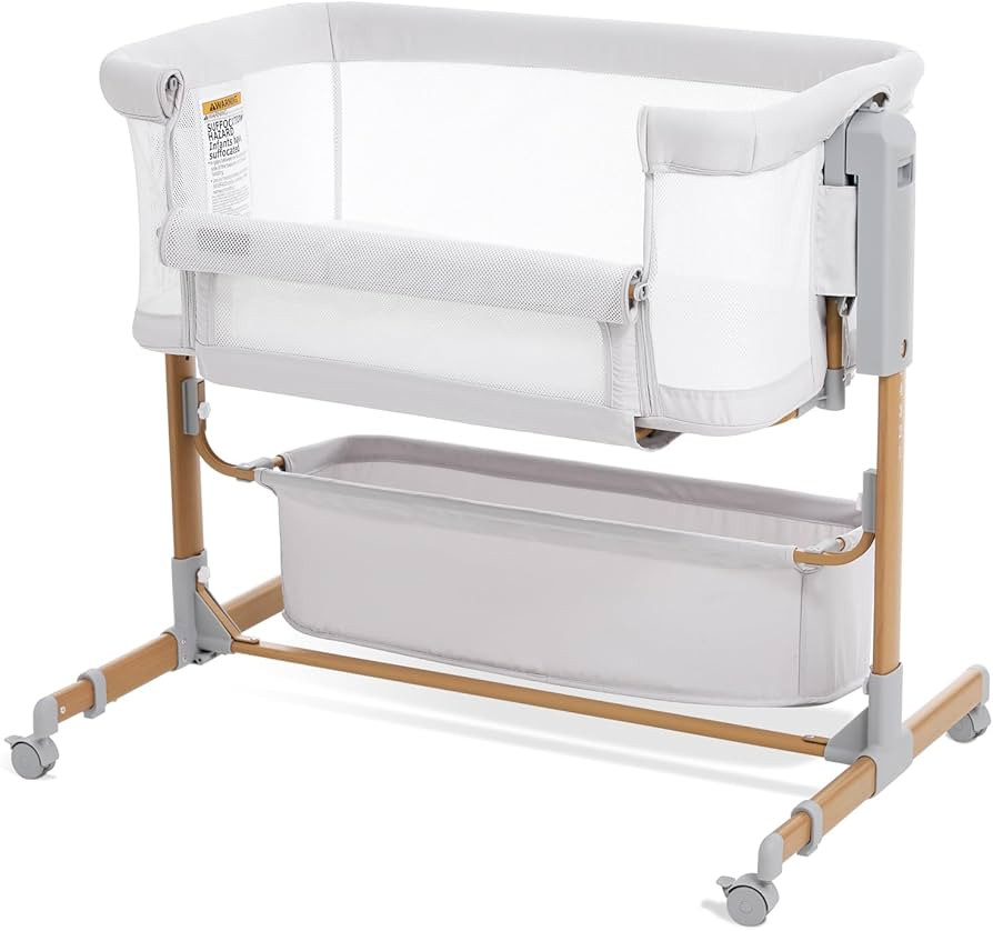 Baby Bassinet Bedside Sleeper, 3-in-1 Rocking Bassinet for Baby with 6-Level Height Adjustable, 4... | Amazon (US)