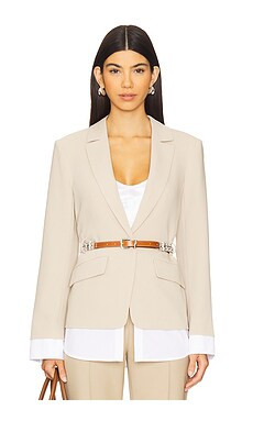 Cinq a Sept Vittoria Jacket in Khaki & White from Revolve.com | Revolve Clothing (Global)