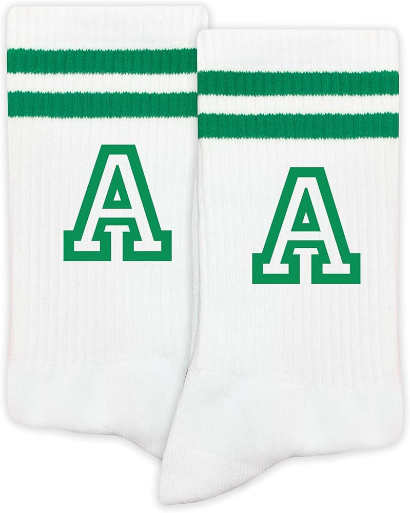 Striped Initial Socks with the Letter in Green, St. Patricks Day Socks Gifts for Family Friends, ... | Amazon (US)