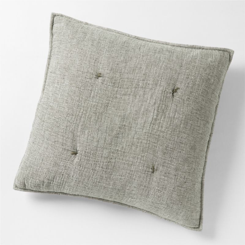 Crinkle Cotton Linen Blend Burnt Green Euro Bed Pillow Sham + Reviews | Crate & Barrel | Crate & Barrel