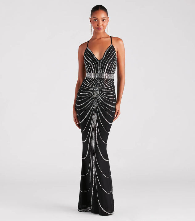 Maisyn Formal Rhinestone V-Neck Long Dress | Windsor Stores