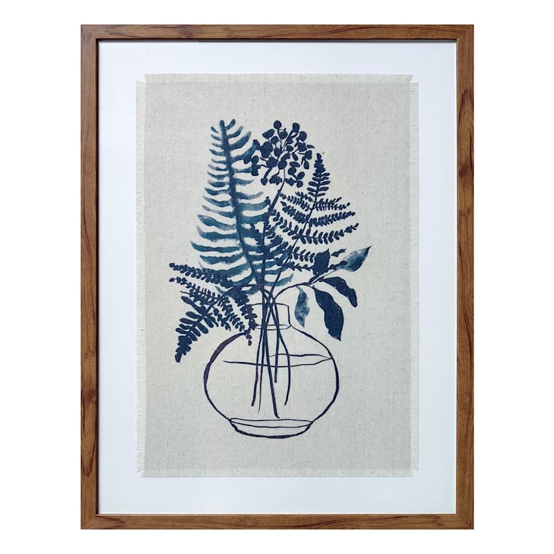 Honeybloom Glass Framed Botanical Leafy Fern Print Wall Art, 19x25 | At Home