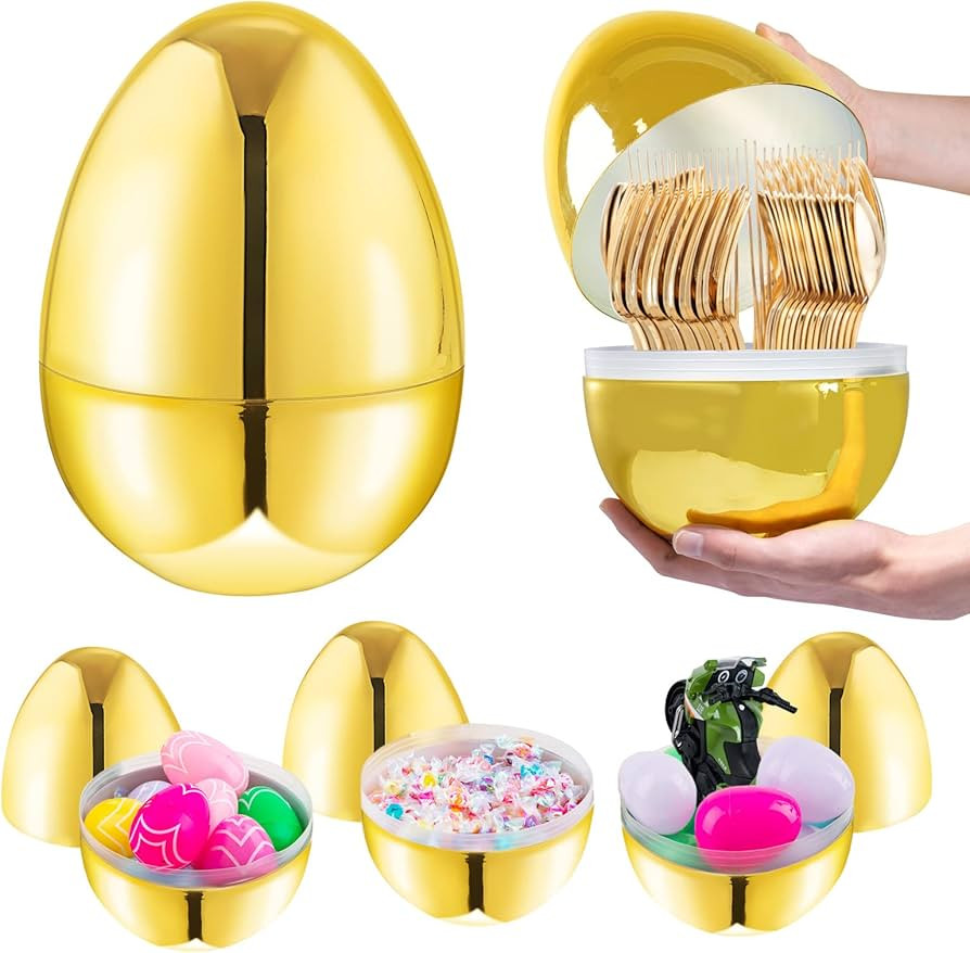 DaYammi 10" Large Gold Easter Eggs Big Golden Plastic Fillable Giant Easter Egg Jumbo Eggs Hunt E... | Amazon (US)