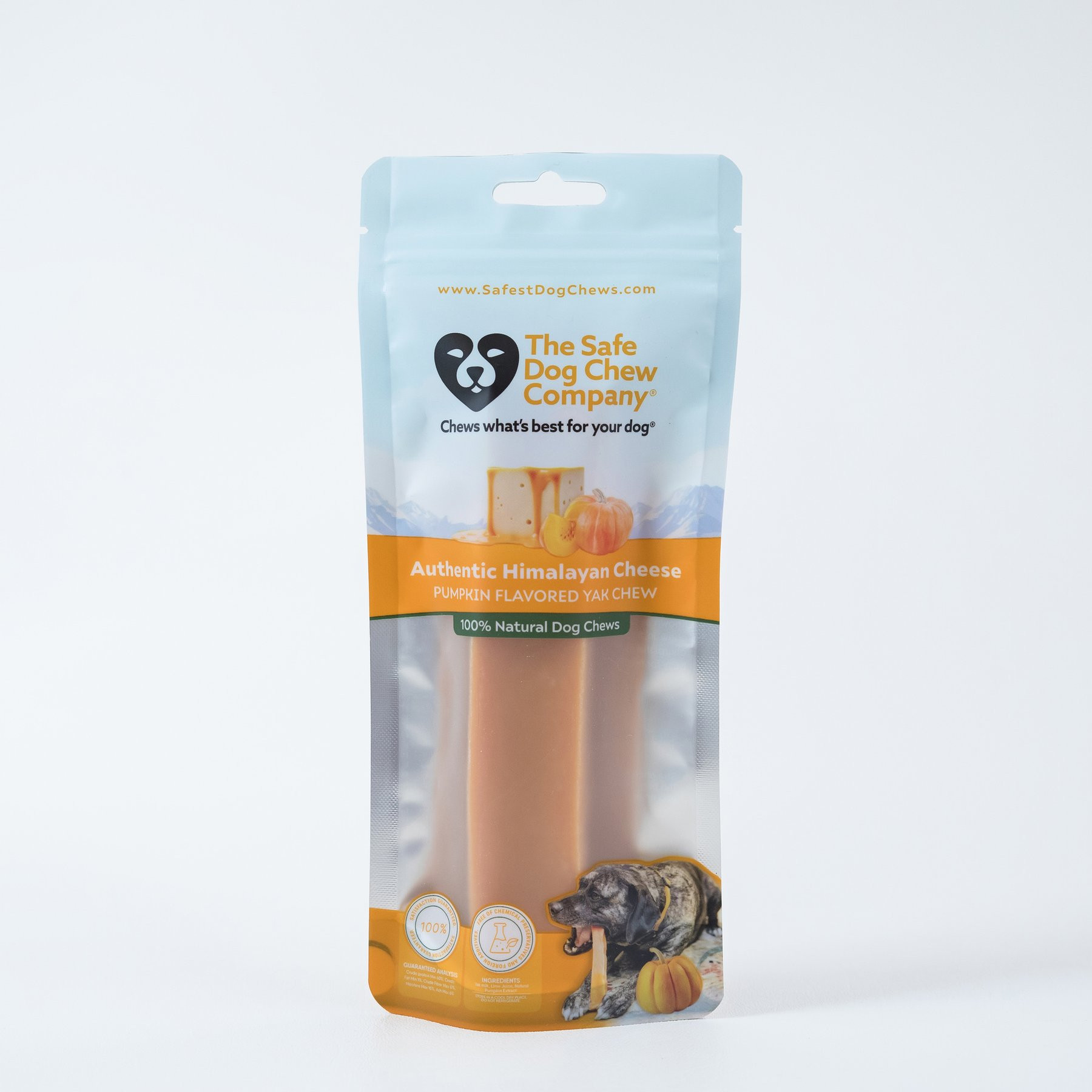 Safe Dog Chew Pumpkin Flavored Yak Dog Himalayan Chew Treats, Large: 6-in | Chewy