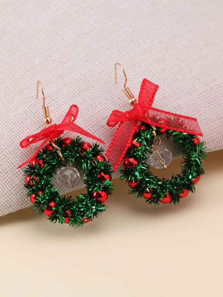 Christmas Bow Decor Wreath Drop Earrings | SHEIN